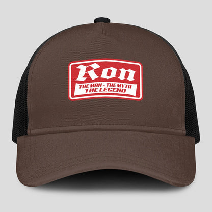 The Man The Myth The Legend Red Logo Brown Mesh Cap RON 13K1 C203PF