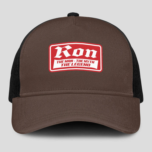 The Man The Myth The Legend Red Logo Brown Mesh Cap RON 13K1 C203PF