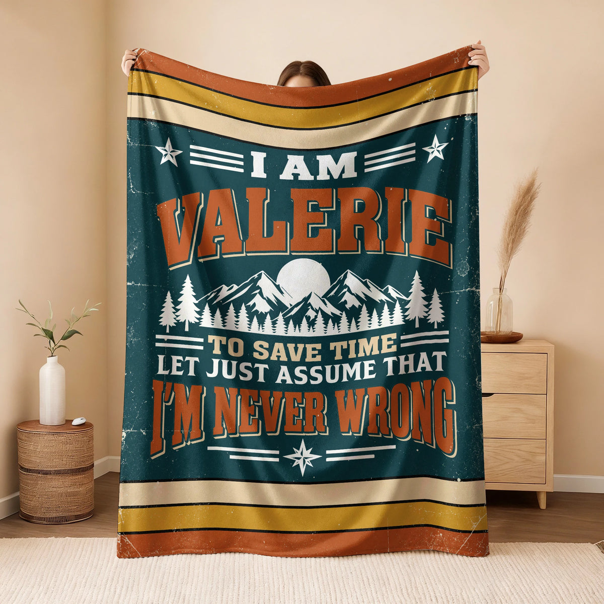 I'm Name Never Wrong Funny Retro Fleece Blanket VALERIE 13K1 BK66