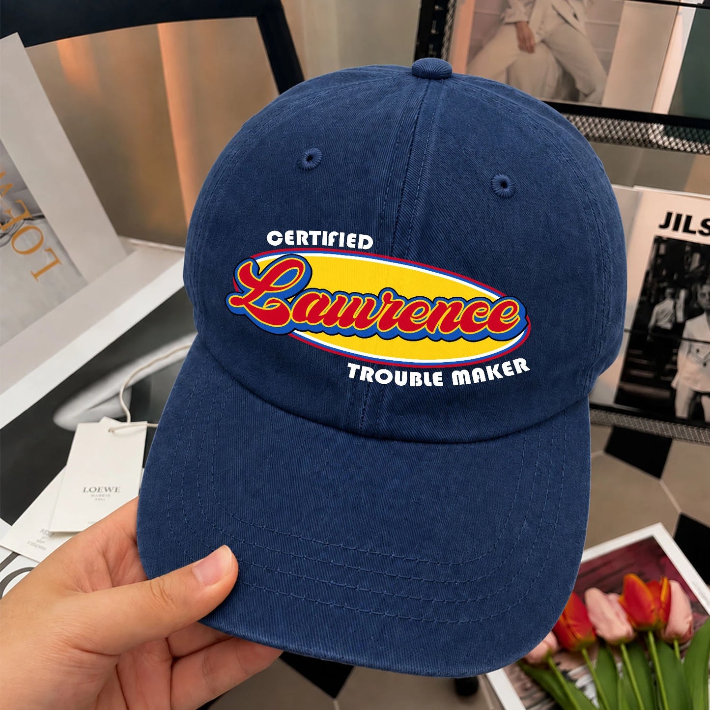 Certified Your Name Trouble Maker Washed Cap LAWRENCE 13K1 C73PF