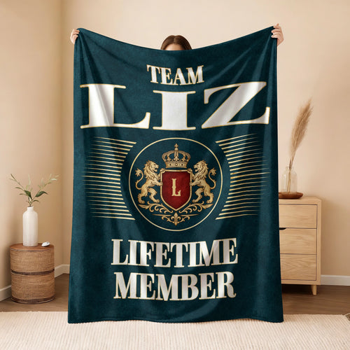 Team Your Name Lifetime Member Sage Green Fleece Blanket LIZ 13K1 BK42