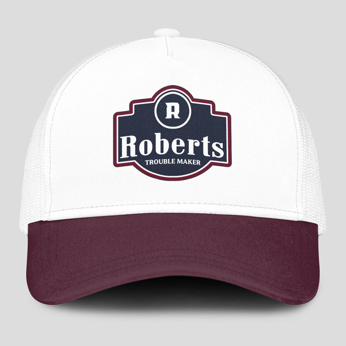 Trouble Maker Burgundy And White Funny Mesh Cap ROBERTS 13K1 C201PF