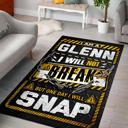 GLENN Motivational Rug – Black & Yellow Quote Carpet for Living Room 13K1-AR1