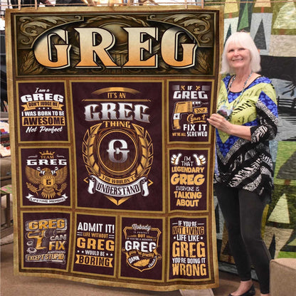 GREG Personalized Blanket | Custom Name Cozy Throw Gift 13K1-BK4