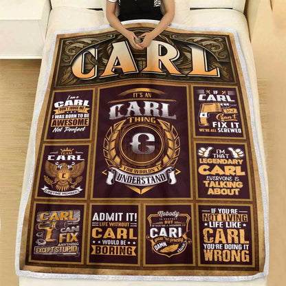 CARL Personalized Blanket | Custom Name Cozy Throw Gift 13K1-BK4
