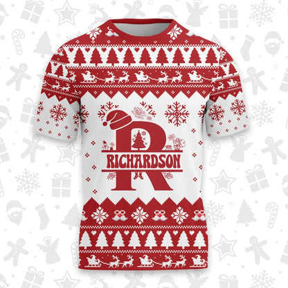 RICHARDSON Personalized Christmas T-Shirt Pajama Set - Holiday Gift Outfit 13K1-CR2