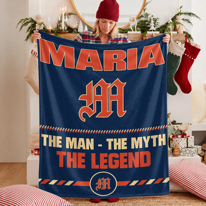 The Man The Myth The Legend Retro Fleece Blanket MARIA 13K1 BK53