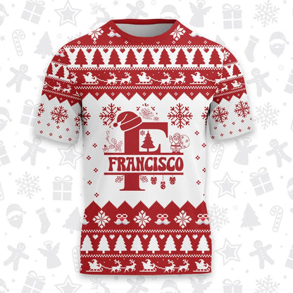FRANCISCO Personalized Christmas T-Shirt Pajama Set - Holiday Gift Outfit 13K1-CR2