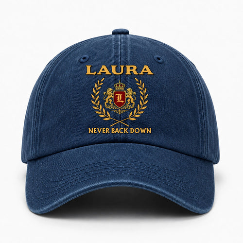 Never Back Down Royal Blue Denim Cap LAURA 13K1 C60PF