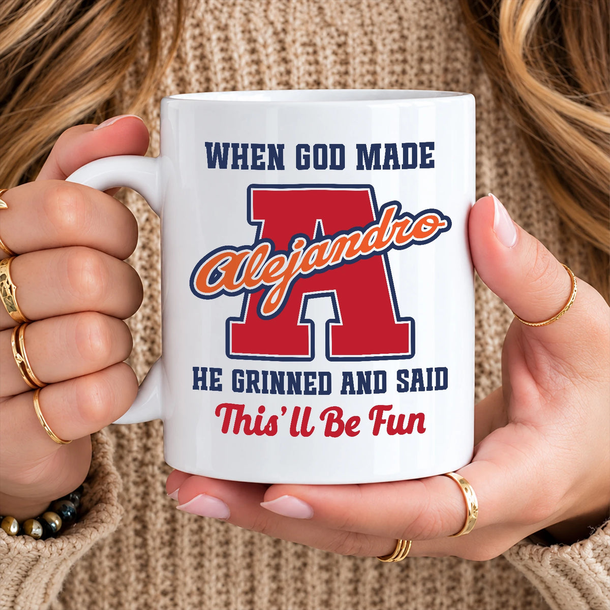 When God Made Your Name Personalized Baseball Mug ALEJANDRO 13K1 MG07