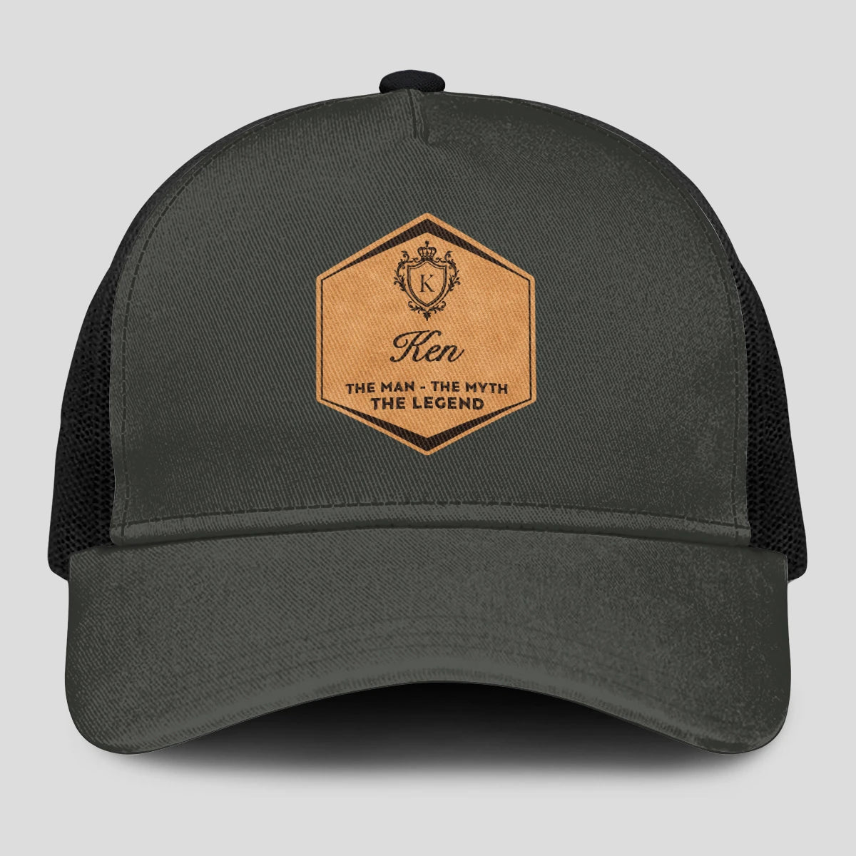 The Man The Myth The Legend Vintage Logo Gray And Black Cap KEN 13K1 C211PF