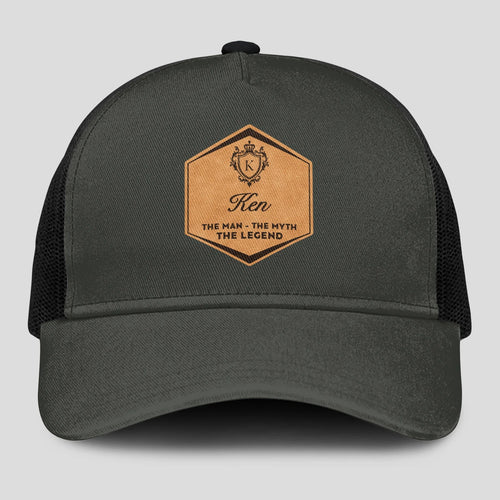 The Man The Myth The Legend Vintage Logo Gray And Black Cap KEN 13K1 C211PF