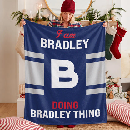 I'm Name Doing Name Things Navy Fleece Blanket BRADLEY 13K1 BK51