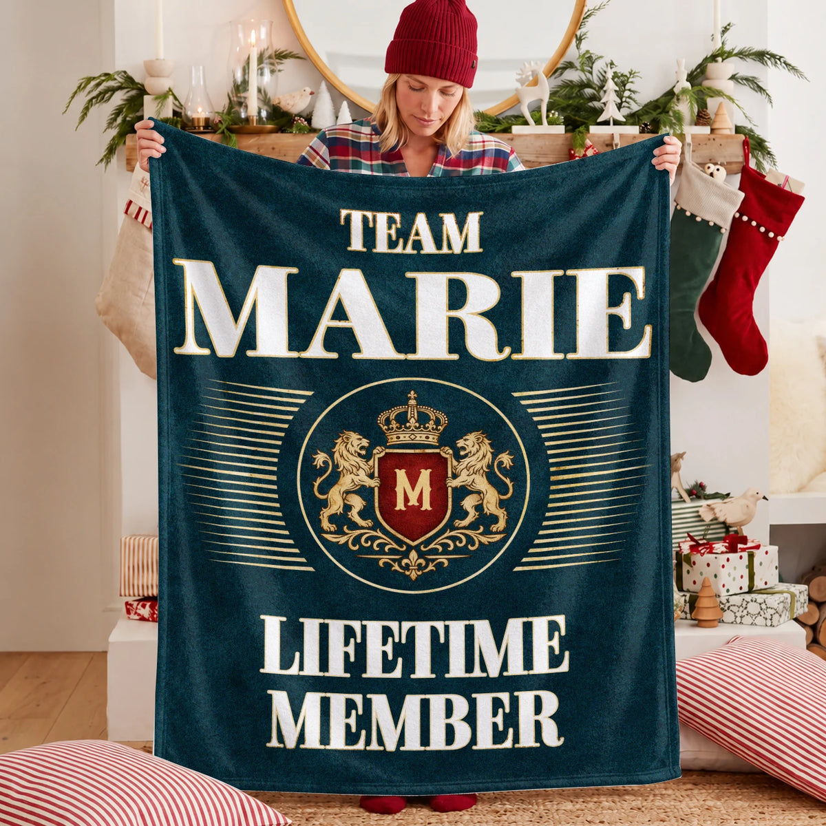 Team Your Name Lifetime Member Sage Green Fleece Blanket MARIE 13K1 BK42