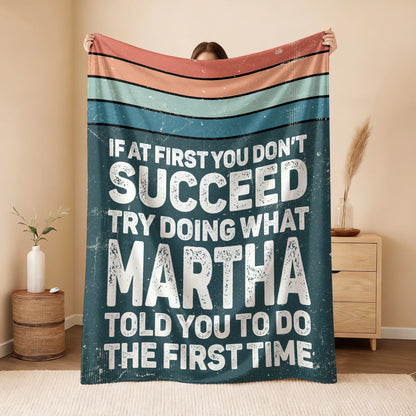 If At First You Don’t Succeed Retro Green Fleece Blanket MARTHA 13K1 BK29
