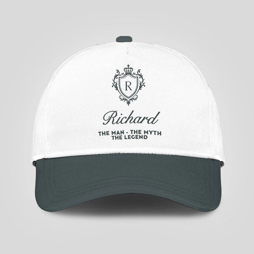 The Man The Myth The Legend Elegant Gray And White Cap RICHARD 13K1 C170PF
