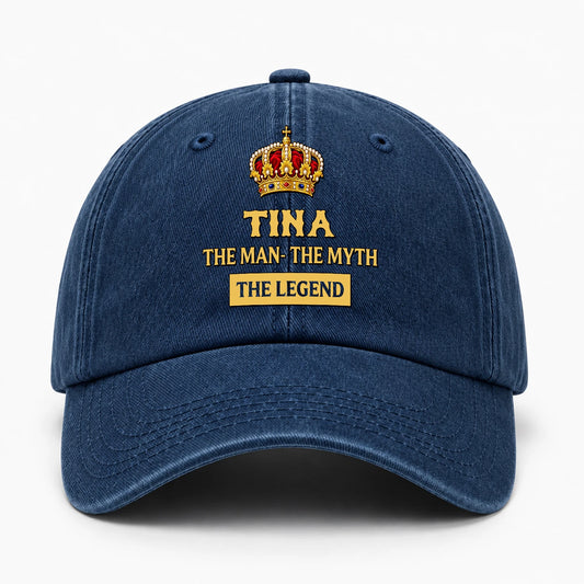 The Man The Myth The Legend King Crown Washed Cap TINA 13K1 C146PF