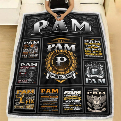 PAM Personalized Blanket | Custom Name Cozy Throw Gift 13K1-BK2