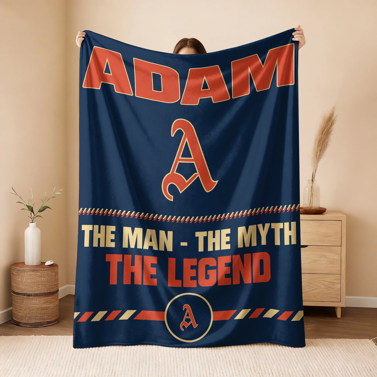 The Man The Myth The Legend Retro Fleece Blanket ADAM 13K1 BK53