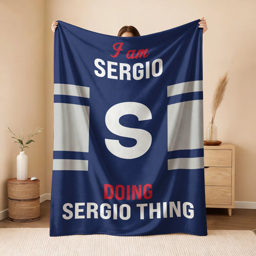 I'm Name Doing Name Things Navy Fleece Blanket SERGIO 13K1 BK51