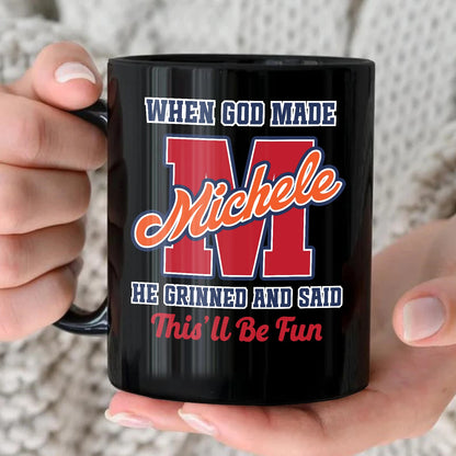 When God Made Your Name Personalized Baseball Mug MICHELE 13K1 MG07