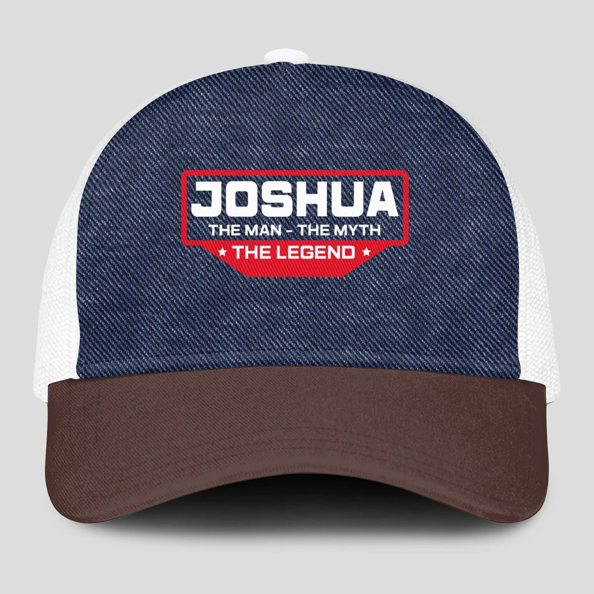 The Man The Myth The Legend Navy Brown And White Mesh Cap JOSHUA 13K1 C200PF