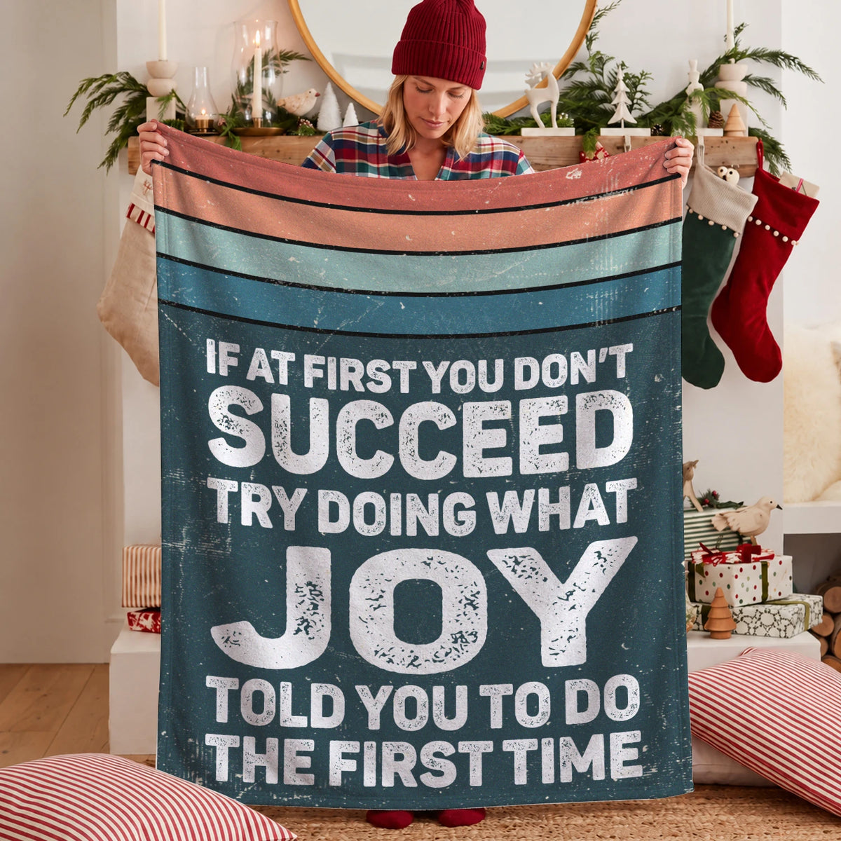 If At First You Don’t Succeed Retro Green Fleece Blanket JOY 13K1 BK29