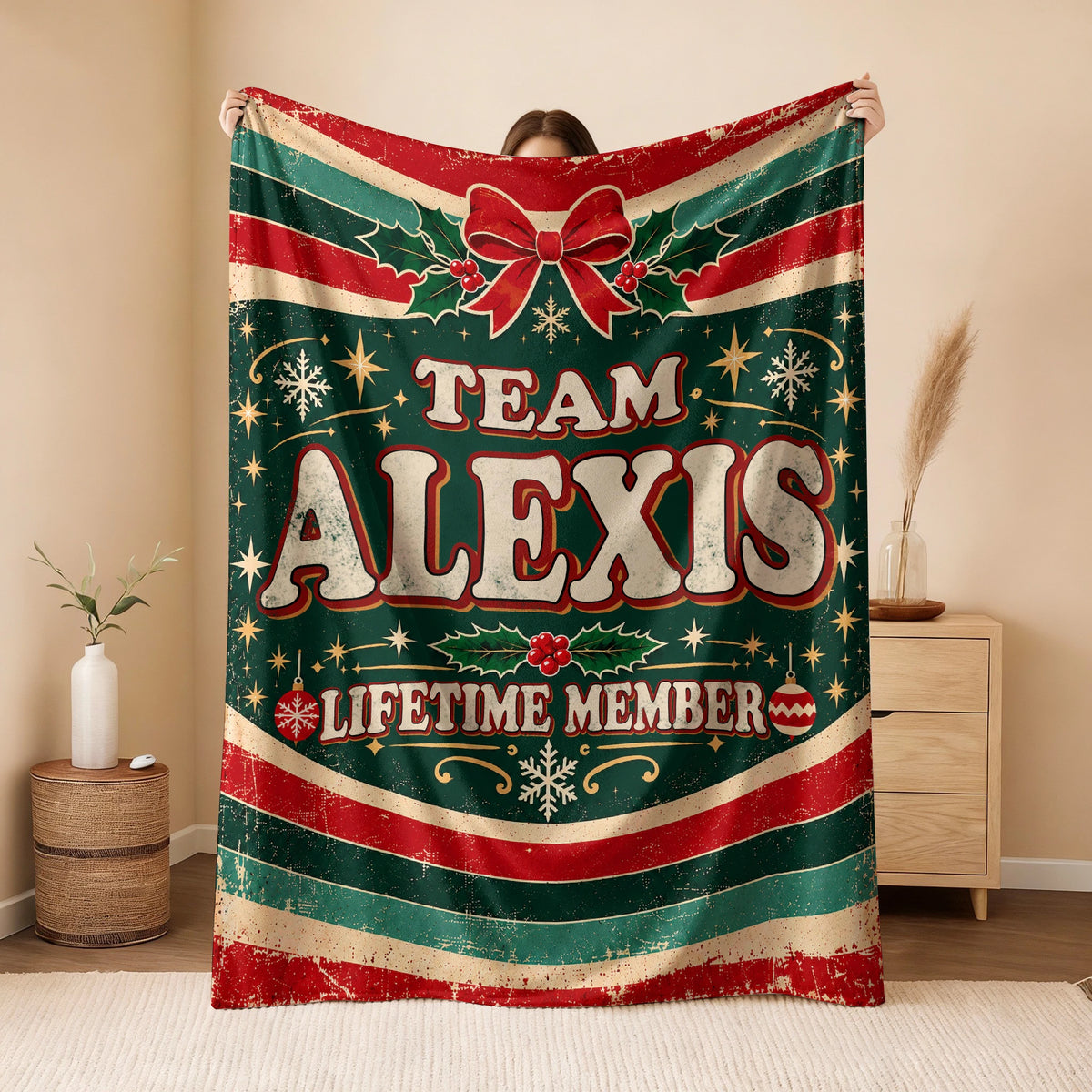 Team Your Name Lifetime Member Christmas Fleece Blanket ALEXIS 13K1 BK52