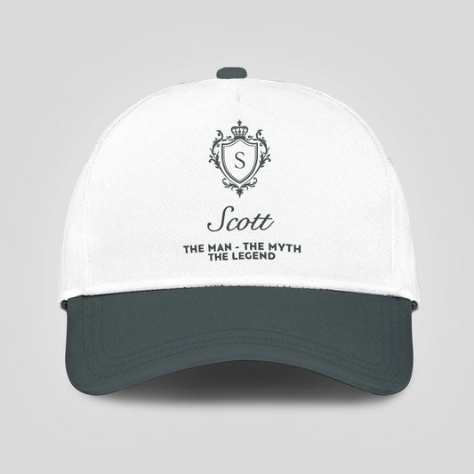 The Man The Myth The Legend Elegant Gray And White Cap SCOTT 13K1 C170PF