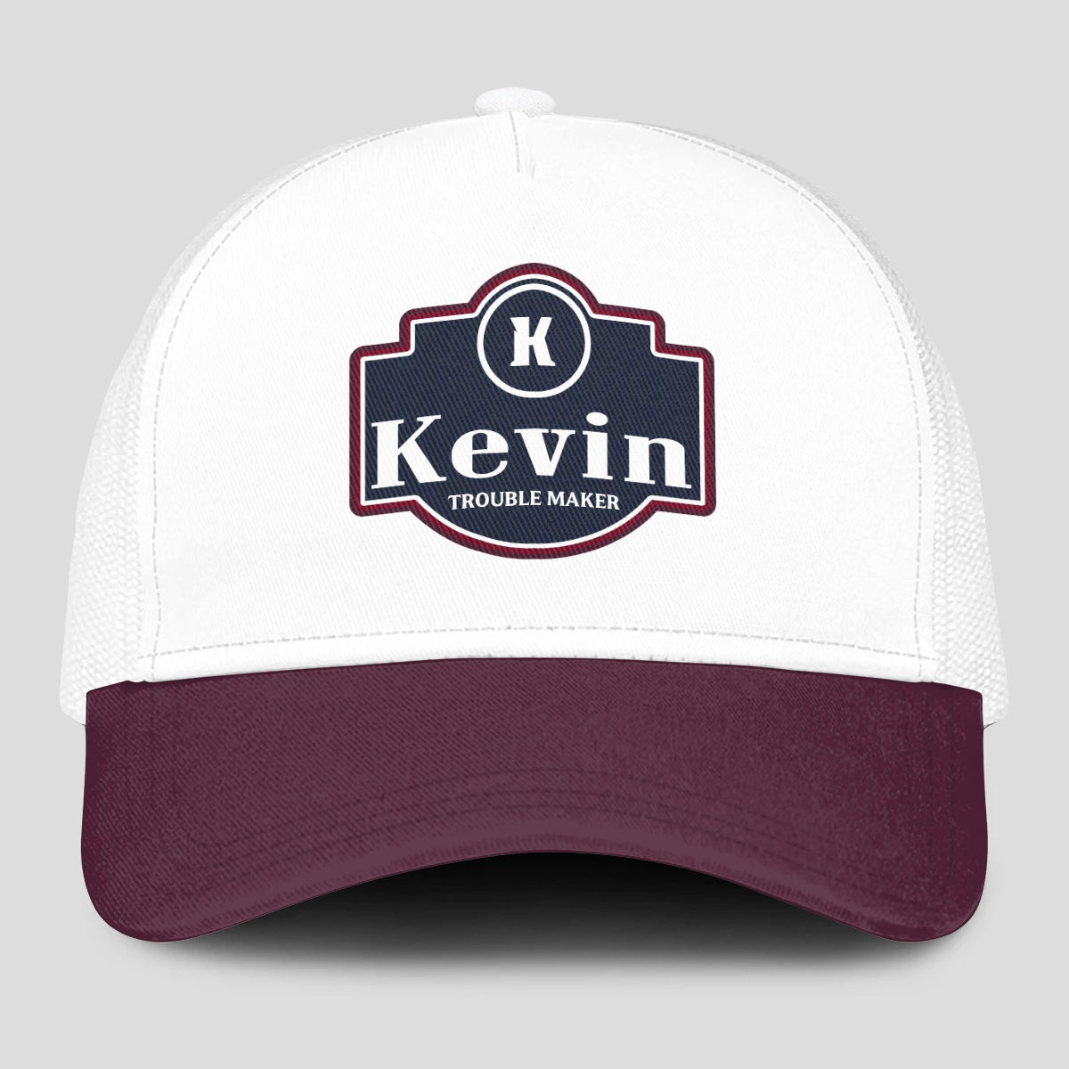 Trouble Maker Burgundy And White Funny Mesh Cap KEVIN 13K1 C201PF