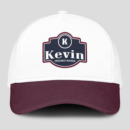 Trouble Maker Burgundy And White Funny Mesh Cap KEVIN 13K1 C201PF
