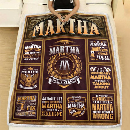 MARTHA Personalized Blanket | Custom Name Cozy Throw Gift 13K1-BK4