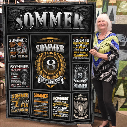 SOMMER Personalized Blanket | Custom Name Cozy Throw Gift 13K5-BK2
