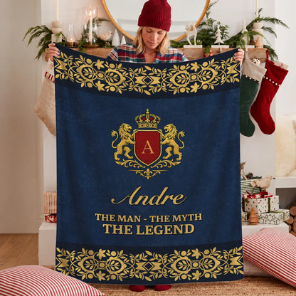 The Man The Myth The Legend Luxury Navy Fleece Blanket ANDRE 13K1 BK35