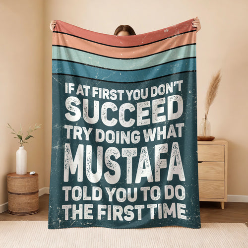 If At First You Don’t Succeed Retro Green Fleece Blanket MUSTAFA 13K1 BK29