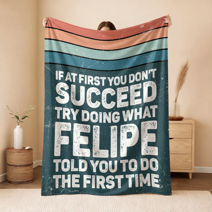 If At First You Don’t Succeed Retro Green Fleece Blanket FELIPE 13K1 BK29