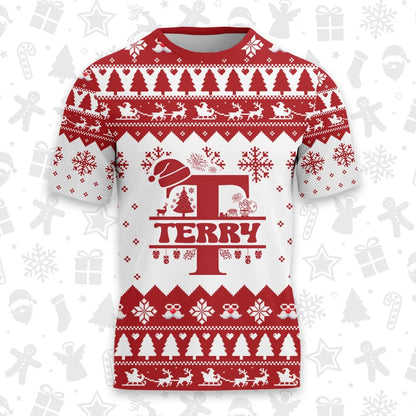 TERRY Personalized Christmas T-Shirt Pajama Set - Holiday Gift Outfit 13K1-CR2