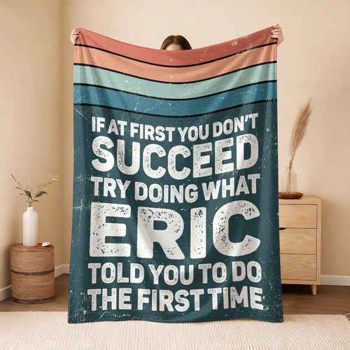 If At First You Don’t Succeed Retro Green Fleece Blanket ERIC 13K1 BK29