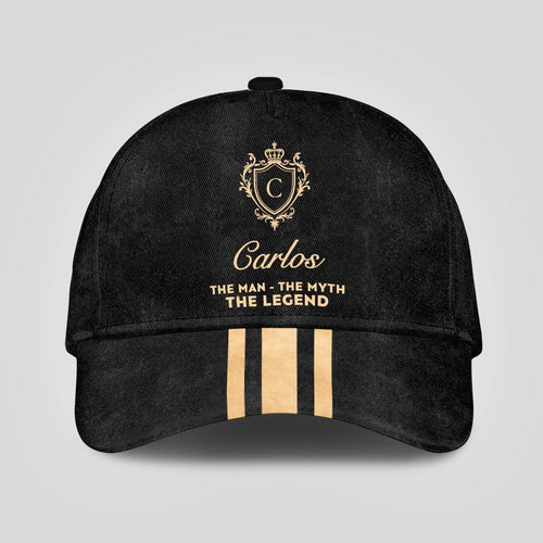 The Man The Myth The Legend Golden Stripes Black Cap CARLOS 13K1 C136PF