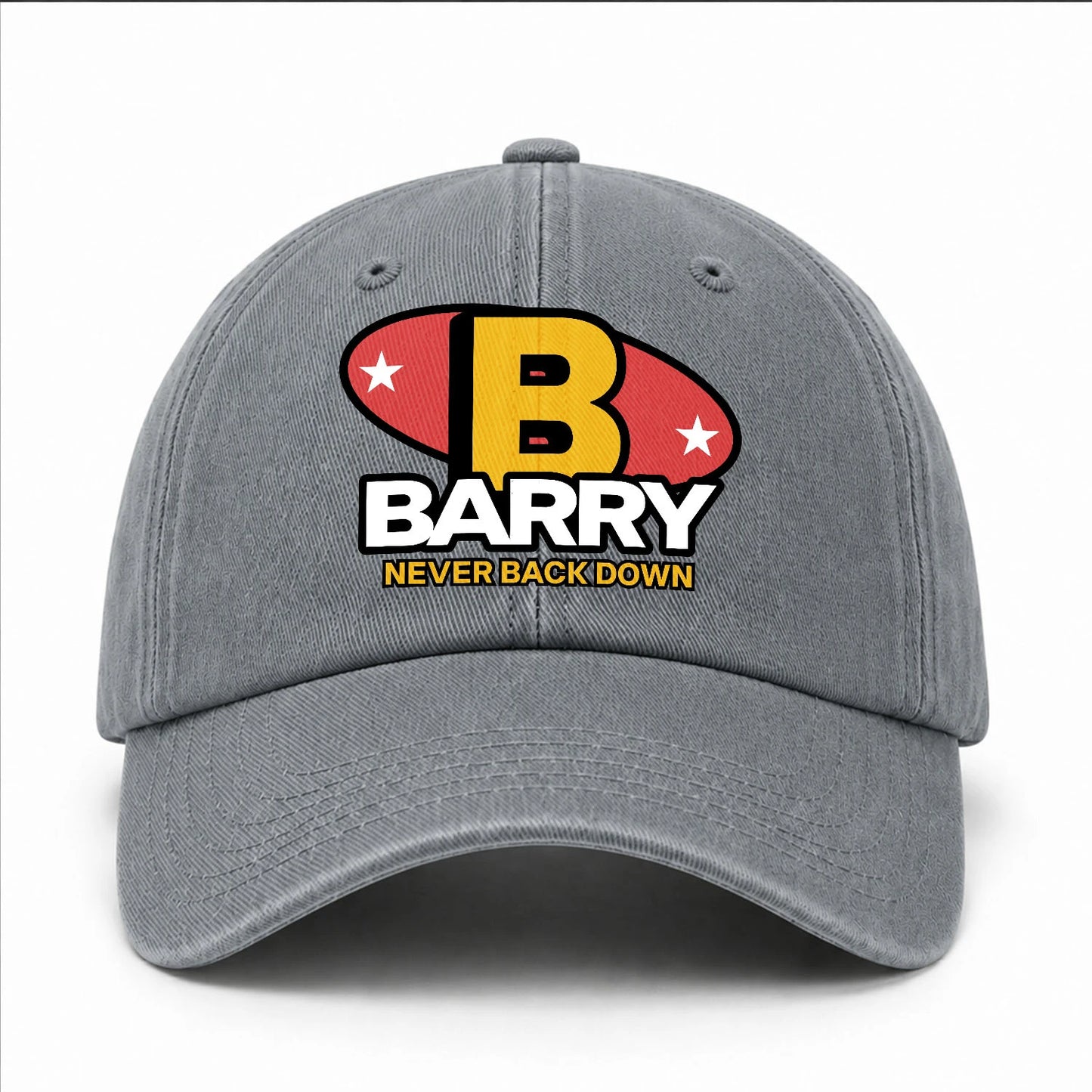 Never Back Down With Your Name And Initial Letter Washed Cap BARRY 13K1 C82PF