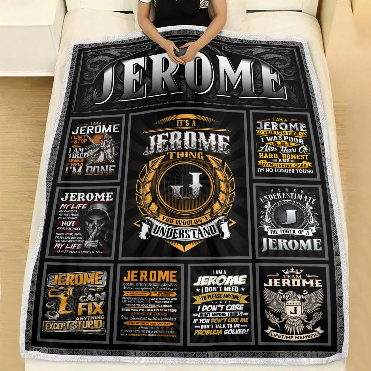 JEROME Personalized Blanket | Custom Name Cozy Throw Gift 13K2-BK2