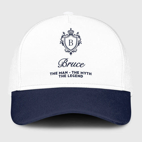 The Man The Myth The Legend Blue And White Baseball Mesh Cap BRUCE 13K1 C186PF