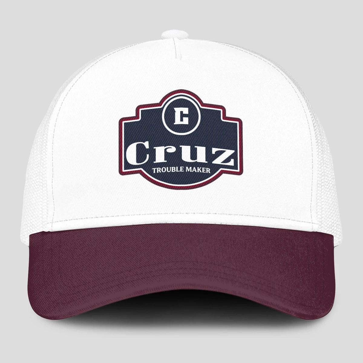 Trouble Maker Burgundy And White Funny Mesh Cap CRUZ 13K1 C201PF