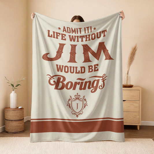 Life Without Your Name Would Be Boring Cream Terracotta Blanket JIM 13K1 BK24