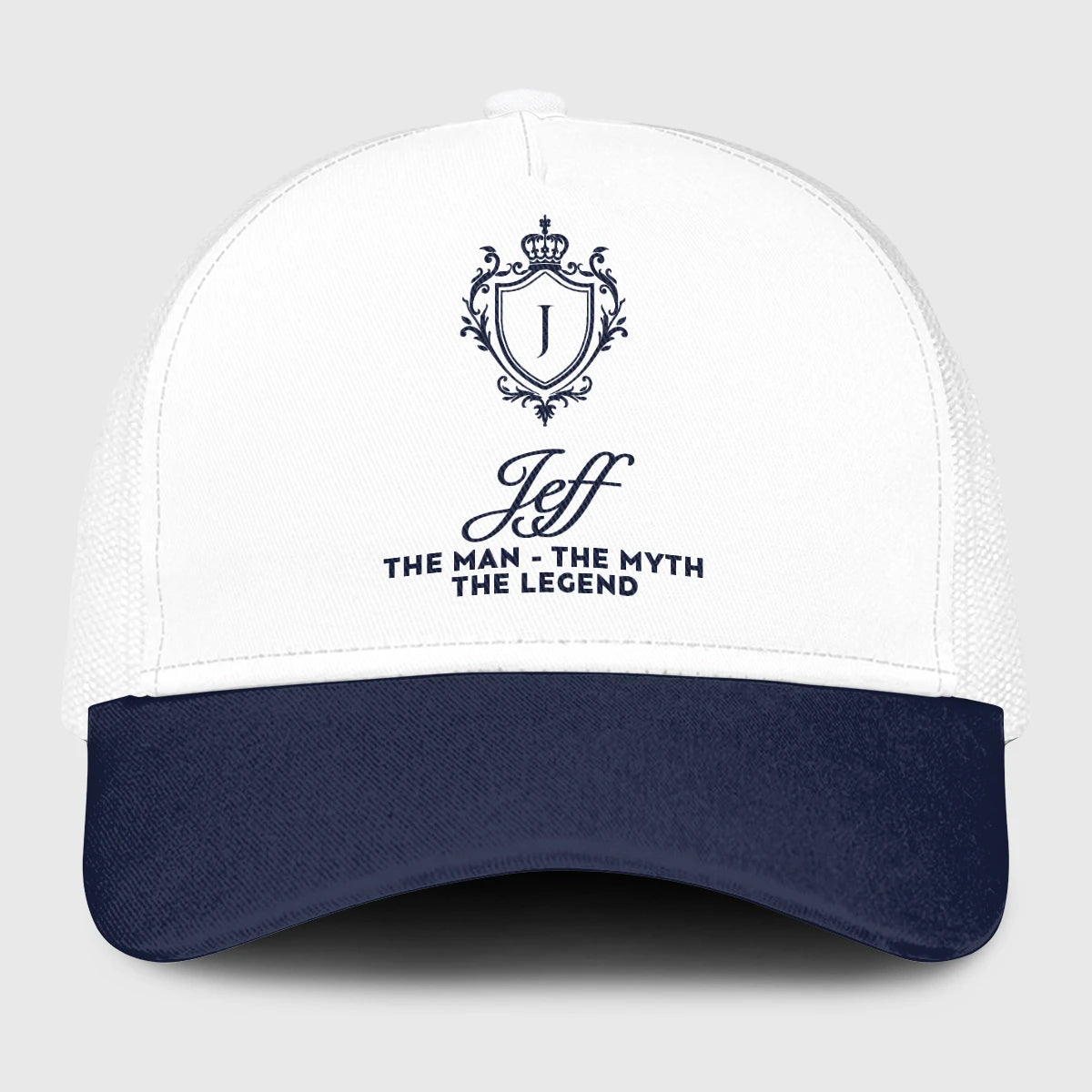 The Man The Myth The Legend Blue And White Baseball Mesh Cap JEFF 13K1 C186PF