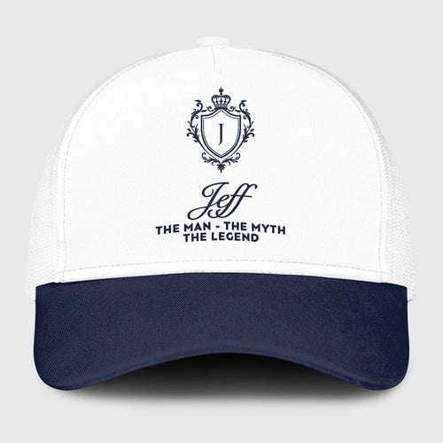The Man The Myth The Legend Blue And White Baseball Mesh Cap JEFF 13K1 C186PF