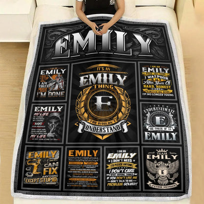 EMILY Personalized Blanket | Custom Name Cozy Throw Gift 13K1-BK2