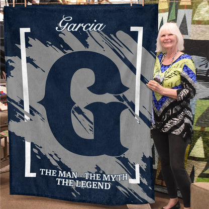 The Man The Myth The Legend Navy Baseball Fleece Blanket GARCIA 13K1 BK17