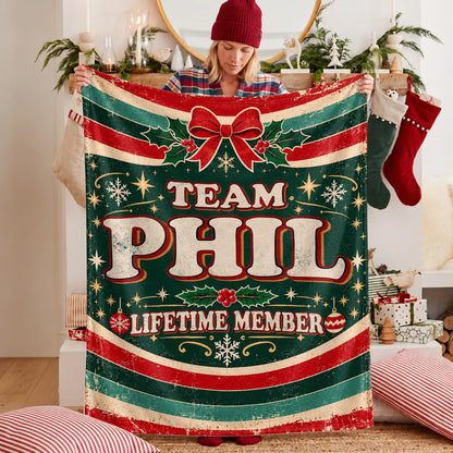 Team Your Name Lifetime Member Christmas Fleece Blanket PHIL 13K1 BK52