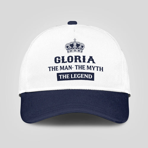 The Man The Myth The Legend King Crown Blue And White Cap GLORIA 13K1 C147PF
